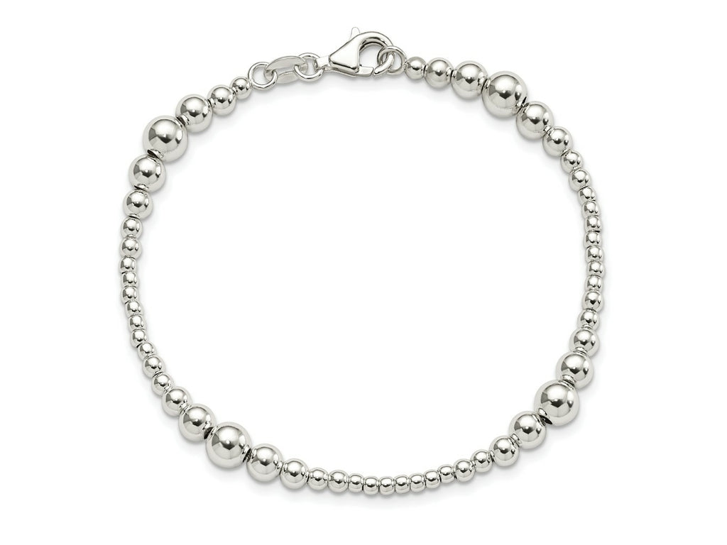 FJC Finejewelers 925 Sterling Silver Bead and Beaded Round Graduated Beaded Bracelet 7.5 Inches x 6.08 mm