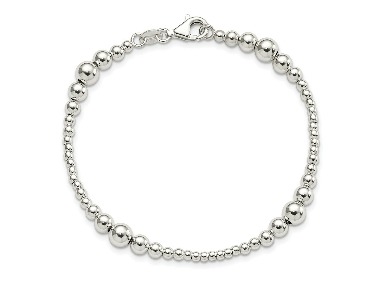 FJC Finejewelers 925 Sterling Silver Bead and Beaded Round Graduated Beaded Bracelet 7.5 Inches x 6.08 mm