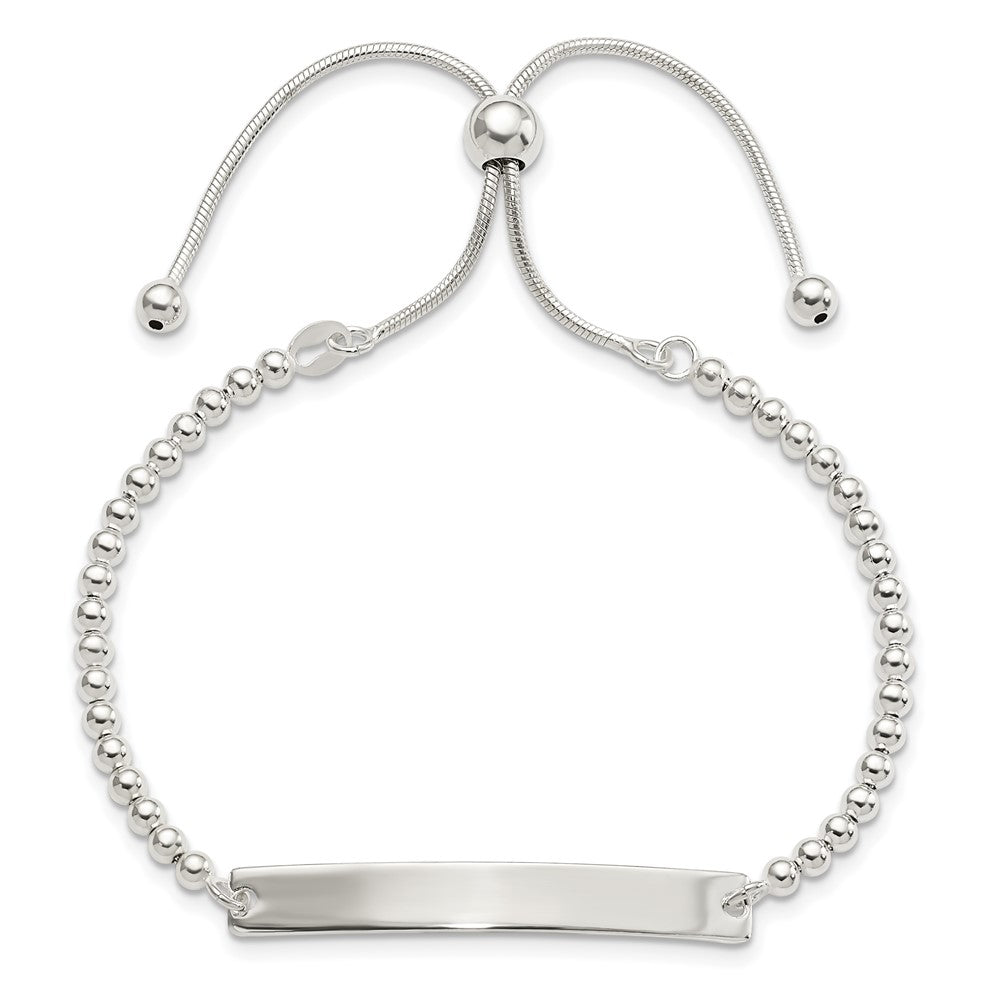 FJC Finejewelers 925 Sterling Silver Bar Polished Beaded Adjustable ID Bracelet 5.4 mm