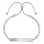 FJC Finejewelers 925 Sterling Silver Bar Polished Beaded Adjustable ID Bracelet 5.4 mm