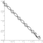 FJC Finejewelers 925 Sterling Silver Fancy Rhodium Plated Polished CZ Bracelet 7 Inches