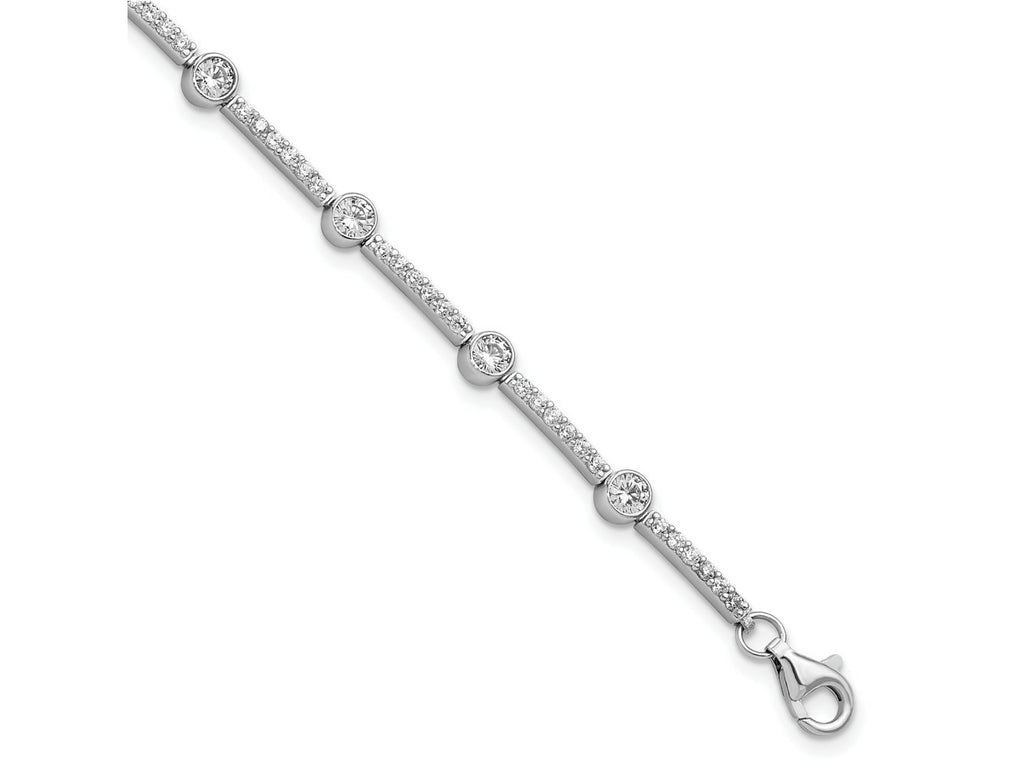FJC Finejewelers 925 Sterling Silver CZ Bracelet  Polished CZ 7 inch with 1.5in ext. Bracelet 7 Inches