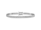 FJC Finejewelers 925 Sterling Silver Fancy Rhodium Plated 2-Row CZ Tennis Bracelet 7.5 Inches