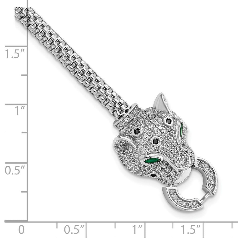 FJC Finejewelers 925 Sterling Silver Rhodium Plated Polished CZ Cheetah Head Bracelet 7.25 Inches x 19 mm