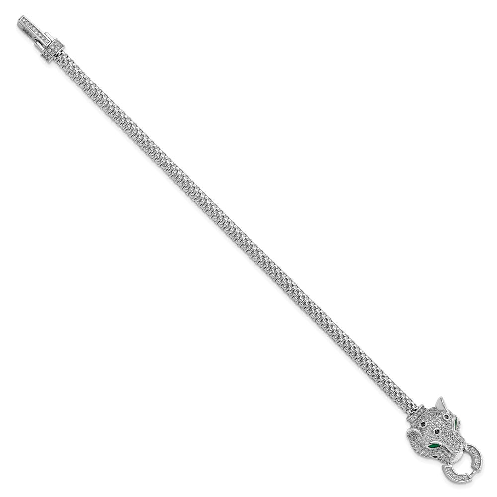 FJC Finejewelers 925 Sterling Silver Rhodium Plated Polished CZ Cheetah Head Bracelet 7.25 Inches x 19 mm