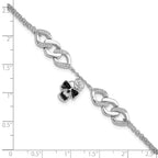 FJC Finejewelers 925 Sterling Silver Cable  CZ Enamel Skull with Flower 6.5in with 1in ext Bracelet 6.5 Inches x 8.5 mm