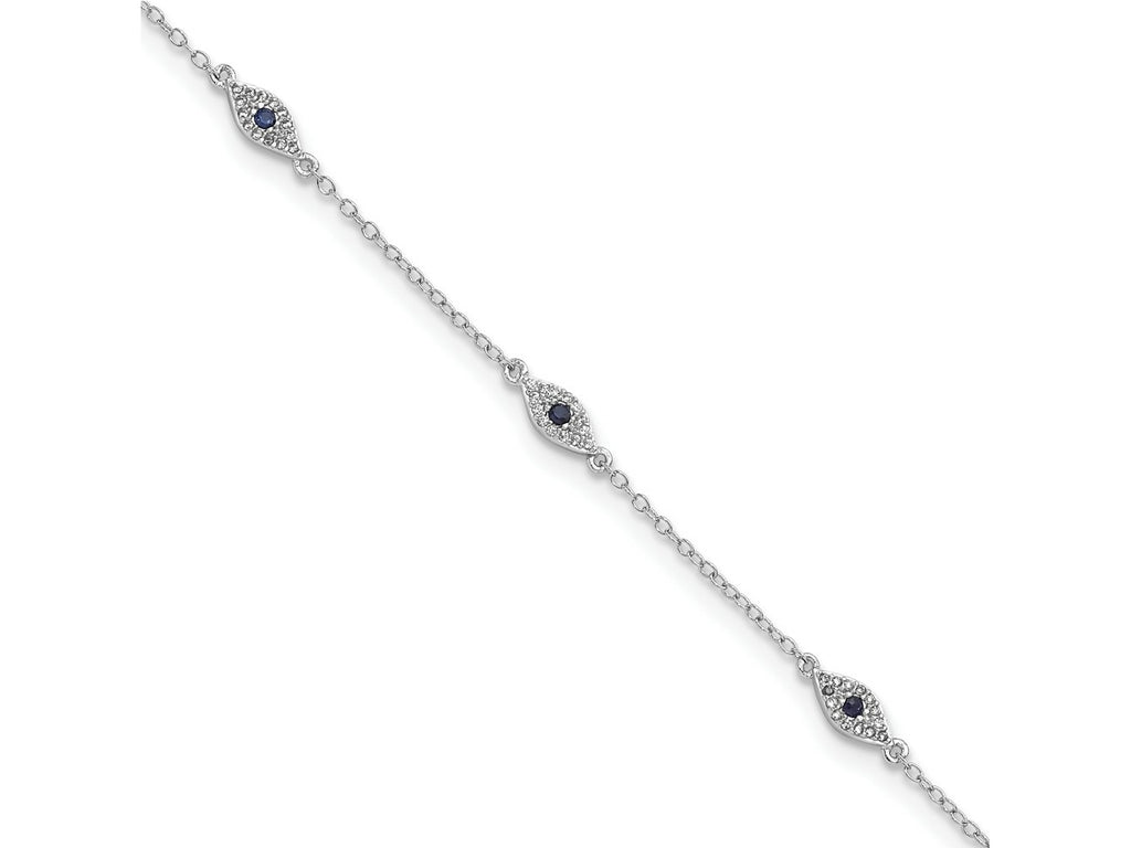 FJC Finejewelers 925 Sterling Silver CZ Bracelet  Polished Blue and White CZ Eyes Bracelet 7.5 Inches