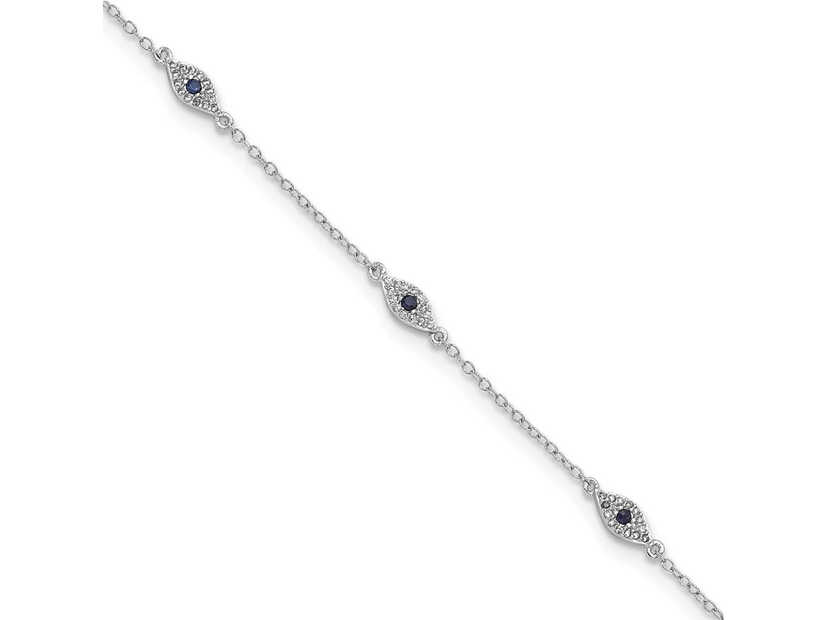FJC Finejewelers 925 Sterling Silver CZ Bracelet  Polished Blue and White CZ Eyes Bracelet 7.5 Inches