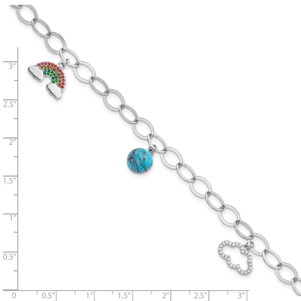 FJC Finejewelers 925 Sterling Silver Bracelets Multi-color Nano Crystal Turquoise Bracelet 8 Inches x