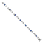 FJC Finejewelers 925 Sterling Silver Fancy Created Blue Spinel and CZ Flower Bracelet 7 Inches