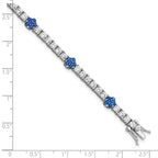 FJC Finejewelers 925 Sterling Silver Fancy Created Blue Spinel and CZ Flower Bracelet 7 Inches