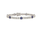 FJC Finejewelers 925 Sterling Silver Fancy Created Blue Spinel and CZ Flower Bracelet 7 Inches