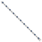 FJC Finejewelers 925 Sterling Silver Fancy  CZ and Blue Glass Stone 7.75 inch Bracelet 7.75 Inches