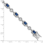 FJC Finejewelers 925 Sterling Silver Fancy  CZ and Blue Glass Stone 7.75 inch Bracelet 7.75 Inches