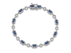 FJC Finejewelers 925 Sterling Silver Fancy  CZ and Blue Glass Stone 7.75 inch Bracelet 7.75 Inches