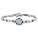 FJC Finejewelers 925 Sterling Silver Polished Blue and White CZ Bracelet 7 Inches x 19.35 mm