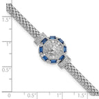 FJC Finejewelers 925 Sterling Silver Polished Blue and White CZ Bracelet 7 Inches x 19.35 mm