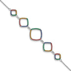 FJC Finejewelers 925 Sterling Silver Cable Multi-color Nano Crystal Bracelet 6.5 Inches