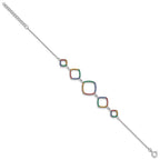 FJC Finejewelers 925 Sterling Silver Cable Multi-color Nano Crystal Bracelet 6.5 Inches