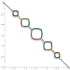 FJC Finejewelers 925 Sterling Silver Cable Multi-color Nano Crystal Bracelet 6.5 Inches