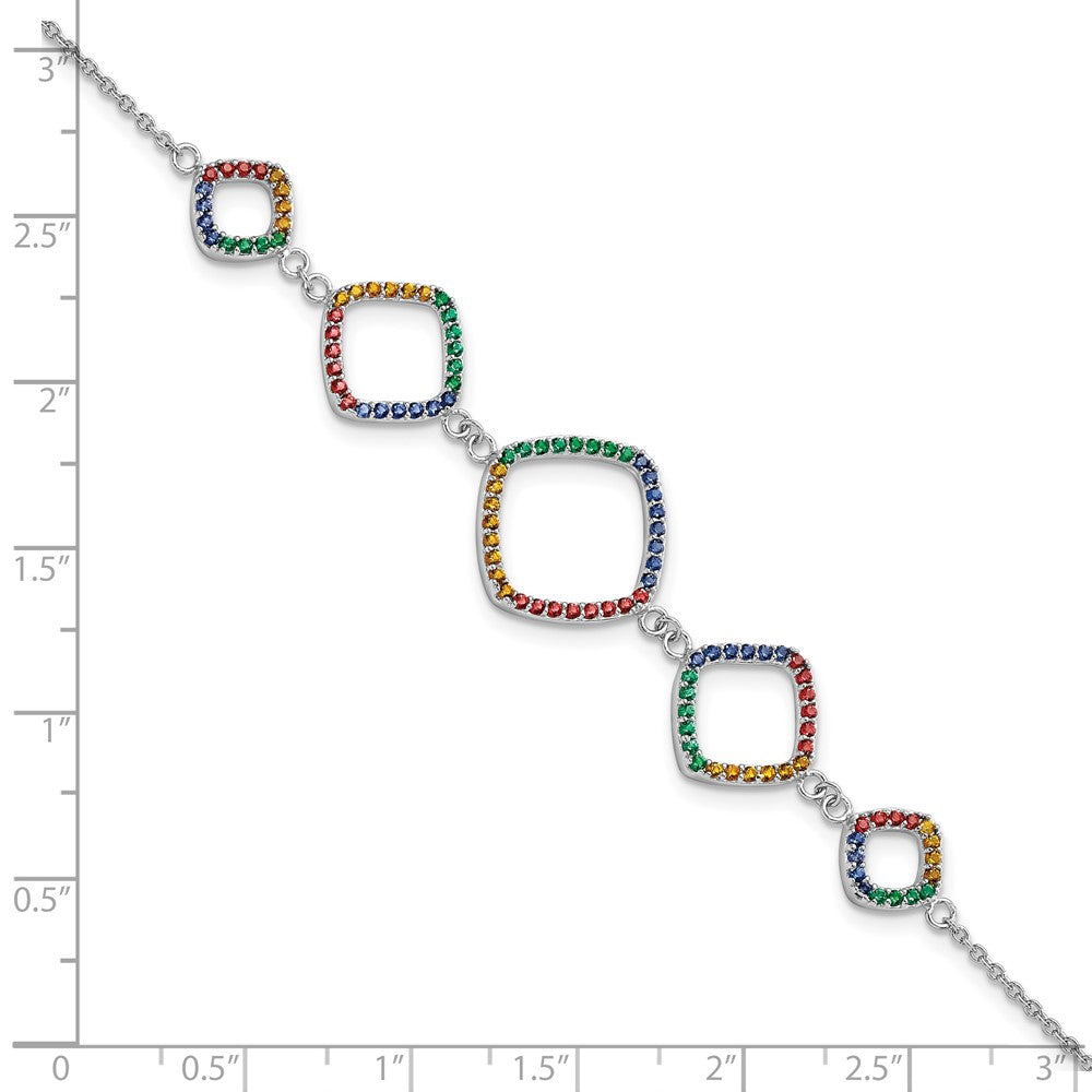 FJC Finejewelers 925 Sterling Silver Cable Multi-color Nano Crystal Bracelet 6.5 Inches