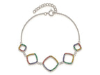 FJC Finejewelers 925 Sterling Silver Cable Multi-color Nano Crystal Bracelet 6.5 Inches