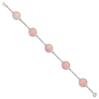 FJC Finejewelers 925 Sterling Silver Fancy Polished Rose Quartz 7.5in Bracelet 7.5 Inches