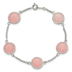 FJC Finejewelers 925 Sterling Silver Fancy Polished Rose Quartz 7.5in Bracelet 7.5 Inches