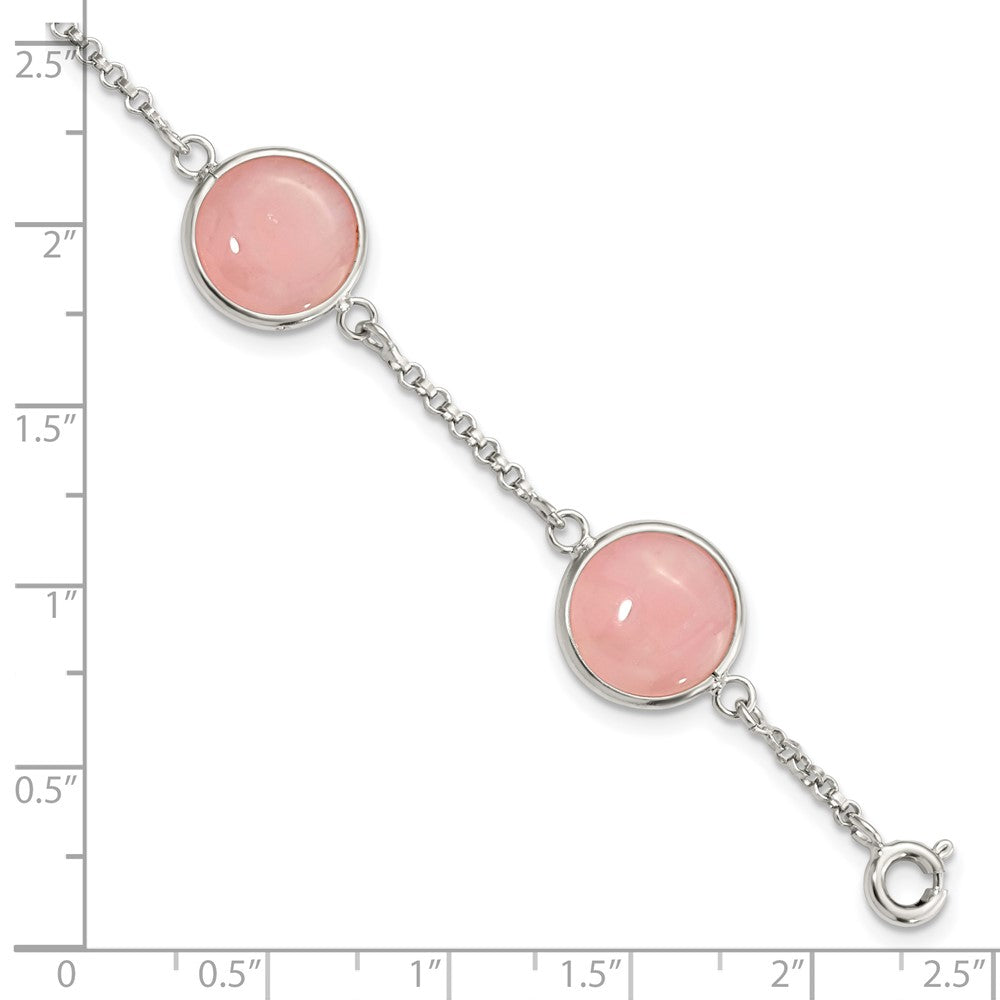 FJC Finejewelers 925 Sterling Silver Fancy Polished Rose Quartz 7.5in Bracelet 7.5 Inches