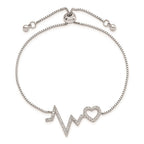FJC Finejewelers 925 Sterling Silver Micro Pavé CZ Heartbeat Adjustable Bracelet 30.65 mm