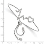 FJC Finejewelers 925 Sterling Silver Micro Pavé CZ Heartbeat Adjustable Bracelet 30.65 mm