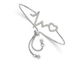 FJC Finejewelers 925 Sterling Silver Micro Pavé CZ Heartbeat Adjustable Bracelet 30.65 mm