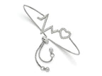 FJC Finejewelers 925 Sterling Silver Micro Pavé CZ Heartbeat Adjustable Bracelet 30.65 mm