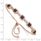 FJC Finejewelers 925 Sterling Silver Box Rose-tone Black Rhodium Fancy CZ Adjustable Bracelet