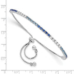 FJC Finejewelers 925 Sterling Silver CZ Bracelet Rhodium Created Blue Spinel and CZ Adjustable Bracelet