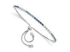 FJC Finejewelers 925 Sterling Silver CZ Bracelet Rhodium Created Blue Spinel and CZ Adjustable Bracelet