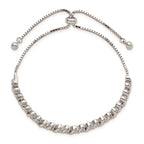 FJC Finejewelers 925 Sterling Silver Box Polished Rhodium Plated CZ Adjustable Bracelet