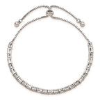 FJC Finejewelers 925 Sterling Silver Box Polished Rhodium Plated CZ Adjustable Bracelet
