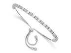 FJC Finejewelers 925 Sterling Silver Box Polished Rhodium Plated CZ Adjustable Bracelet