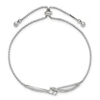 FJC Finejewelers 925 Sterling Silver Polished Rhodium Plated CZ Adjustable Bracelet 41.2 mm