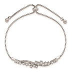 FJC Finejewelers 925 Sterling Silver Polished Rhodium Plated CZ Adjustable Bracelet 45.45 mm