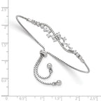 FJC Finejewelers 925 Sterling Silver Polished Rhodium Plated CZ Adjustable Bracelet 45.45 mm