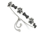 FJC Finejewelers 925 Sterling Silver Box Rhodium Plated CZ Paw Print and Dog Bone Adjustable Bracelet