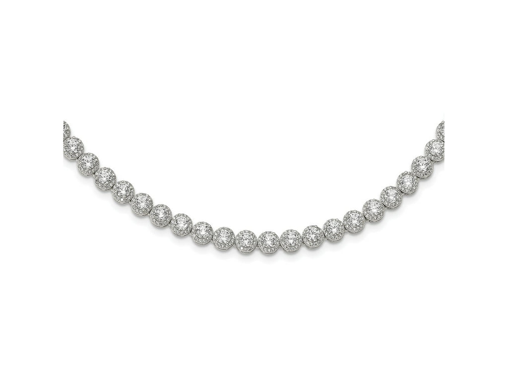 FJC Finejewelers 925 Sterling Silver Fancy Necklace  Round Halo CZ Necklace 17 Inches x 6.35 mm