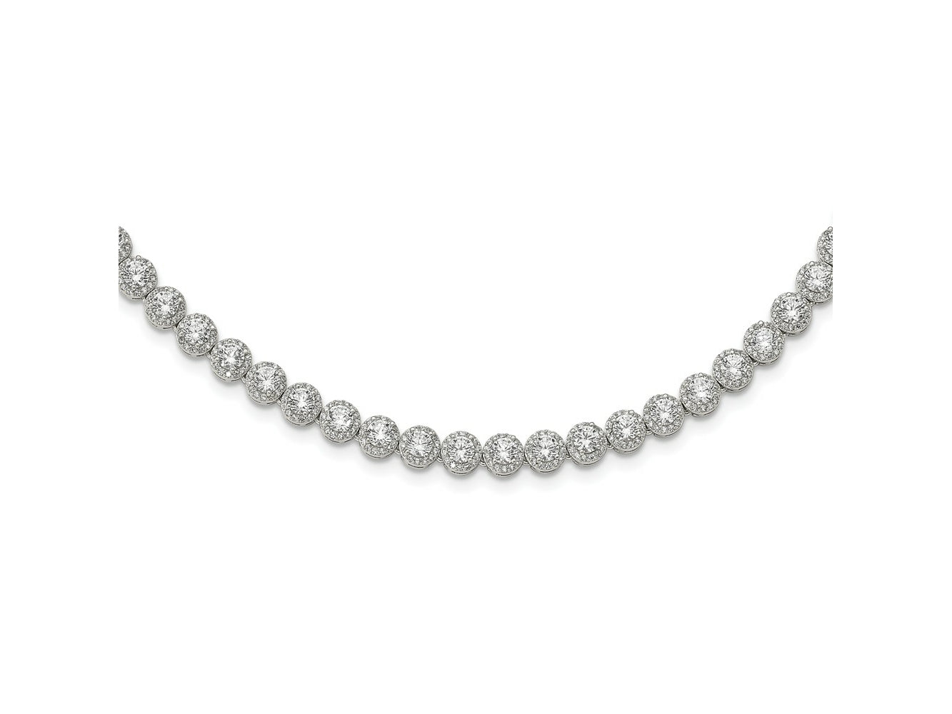 FJC Finejewelers 925 Sterling Silver Fancy Necklace  Round Halo CZ Necklace 17 Inches x 6.35 mm
