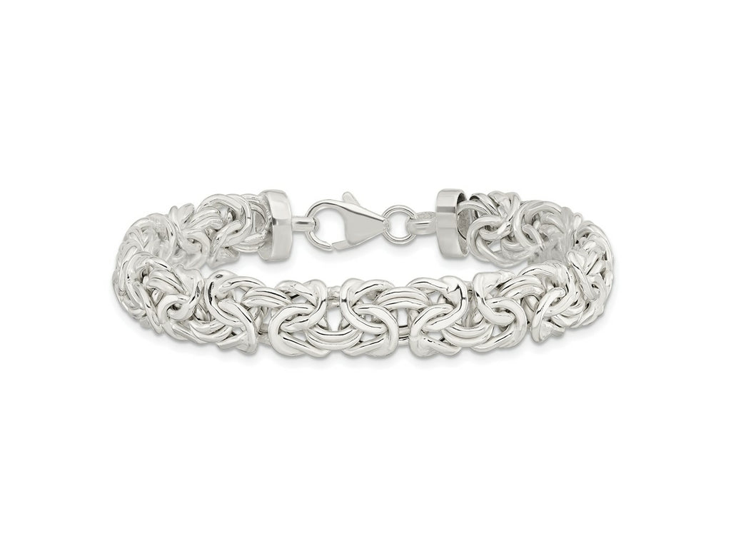 FJC Finejewelers 925 Sterling Silver Fancy 9.3mm Flat Byzantine 7in Chain Bracelet 7 Inches x 9.43 mm