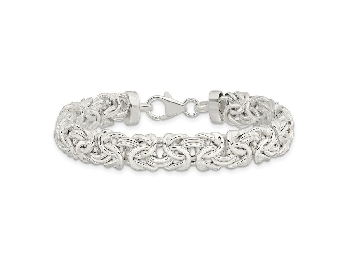 FJC Finejewelers 925 Sterling Silver Fancy 9.3mm Flat Byzantine 7in Chain Bracelet 7 Inches x 9.43 mm