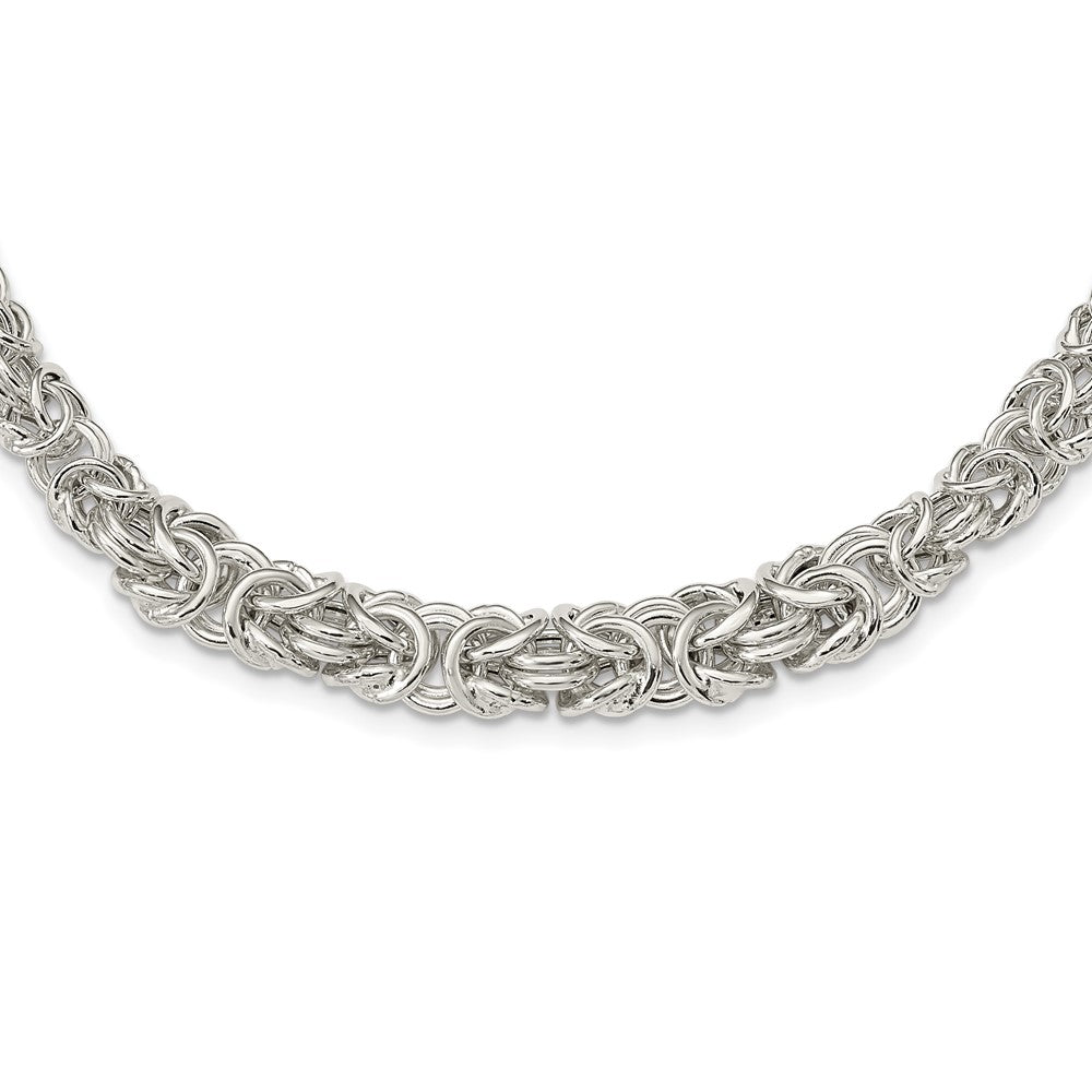 FJC Finejewelers 925 Sterling Silver Polished Byzantine Graduated Link Necklace 17 Inches x 10.4 - 6.2 mm