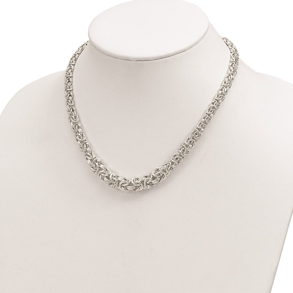 FJC Finejewelers 925 Sterling Silver Polished Byzantine Graduated Link Necklace 17 Inches x 10.4 - 6.2 mm