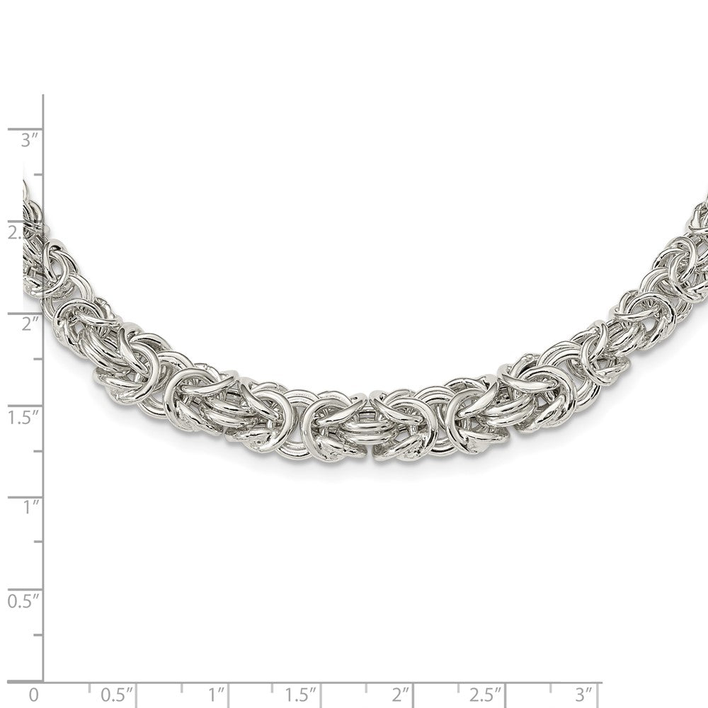 FJC Finejewelers 925 Sterling Silver Polished Byzantine Graduated Link Necklace 17 Inches x 10.4 - 6.2 mm